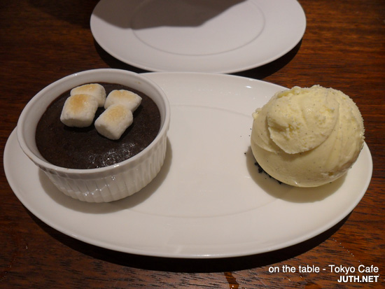Chocolate Lava Marshmallow with Vanilla Ice Cream - on the table